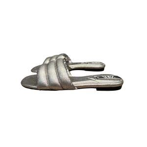 Zara Metallic Slide Sandals - Silver - US 7.5